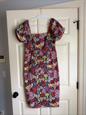 Boden Floral Puff-Sleeve Midi Dress in floral